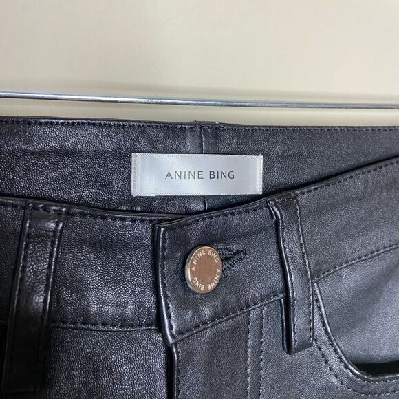 Anine Bing The Jagger Lamb Leather Genuine Skinny Black Pants Size XS - Picture 6 of 6